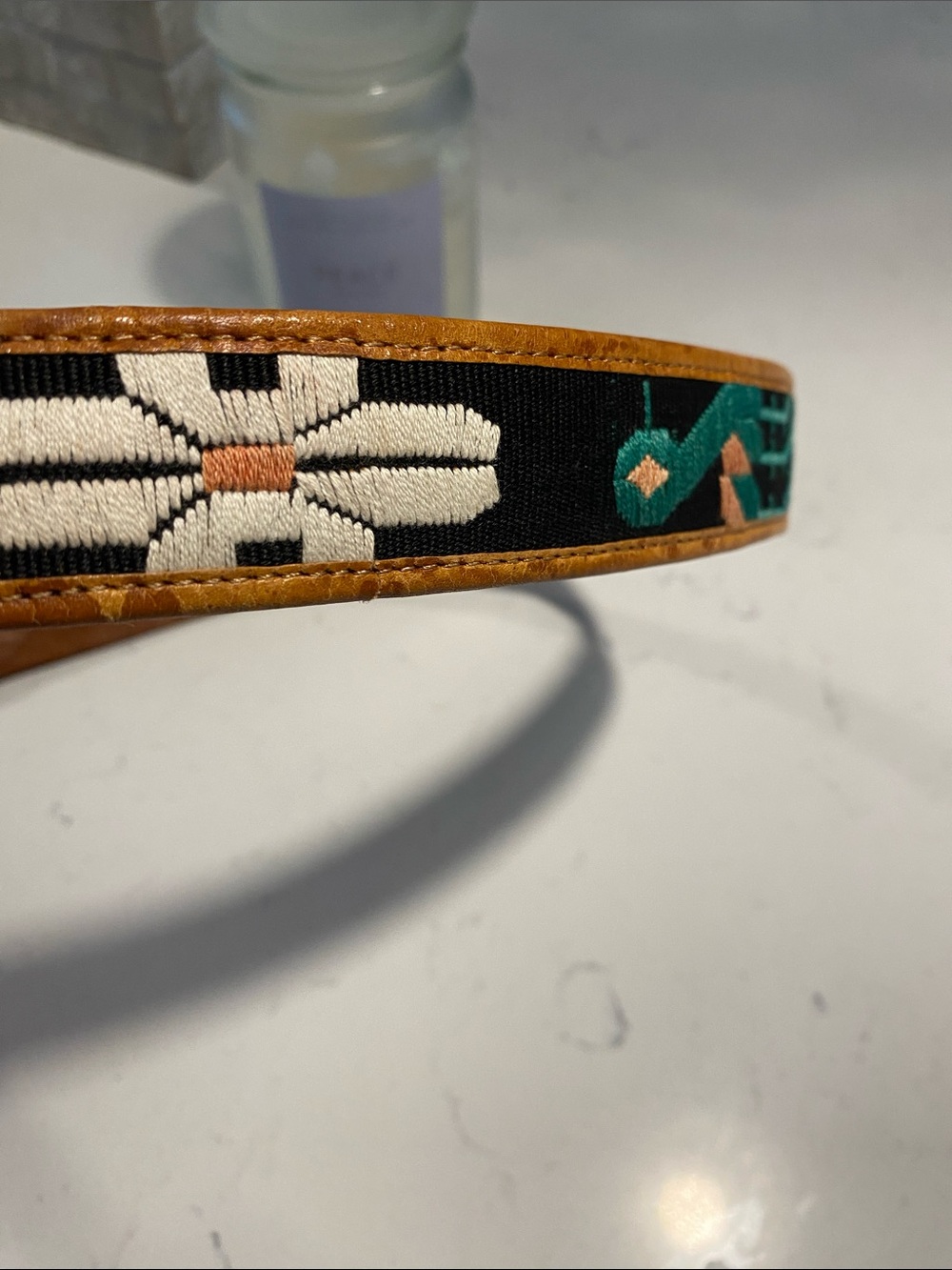 Vintage Brown belt. Sewn in accents. Unique Fits S/M - Picture 3 of 7